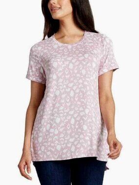 Ellen Tracy Blush Leopard Tunic Top XXL NWT Soft Knit Quiet Luxury High-Low Hem